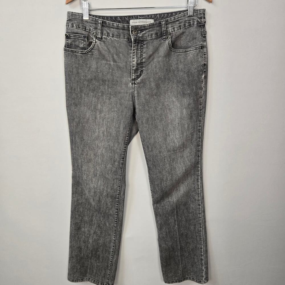 Chico's Platinum Ultimate Fit Boot Leg Jeans, Grey Size 1 (8)